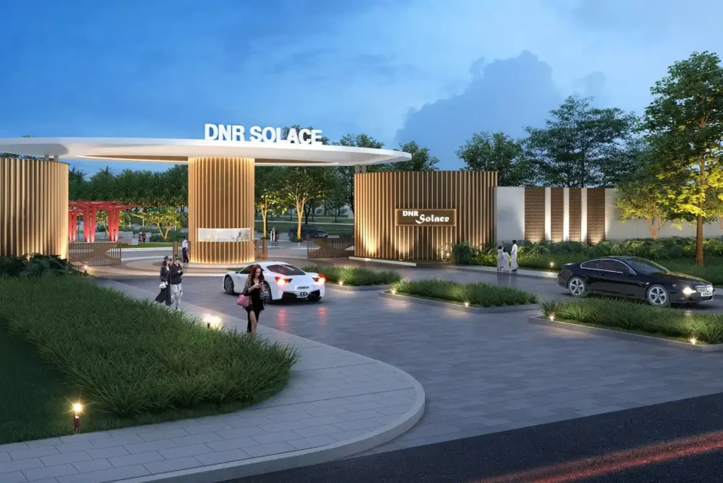 DNR Solace plotted development main grand entrance HD Image by DNR Group located in Lakshmipura, Uttarahalli Hobli, Devanahalli, Bengaluru, Karnataka 562110